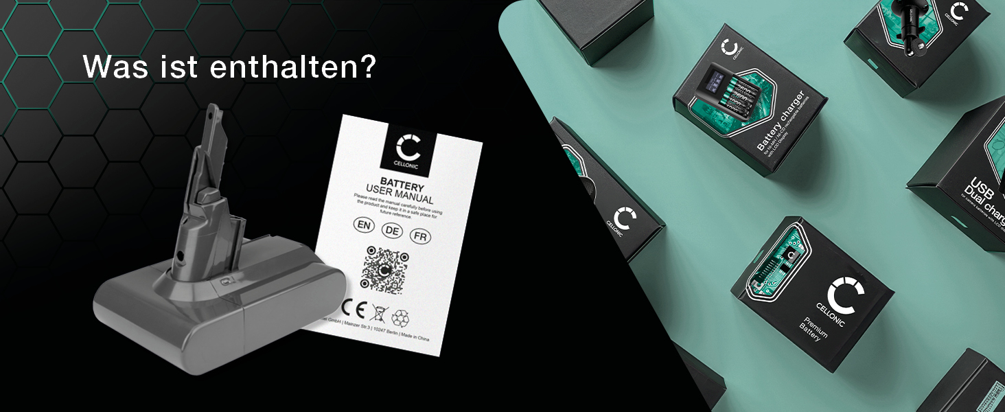 CELLONIC Акумулятор для пилососа сумісний з Dyson V7 Origin, Motorhead, Trigger, +, SV11 (21.6V, 2000mAh) - батарея з гвинтом