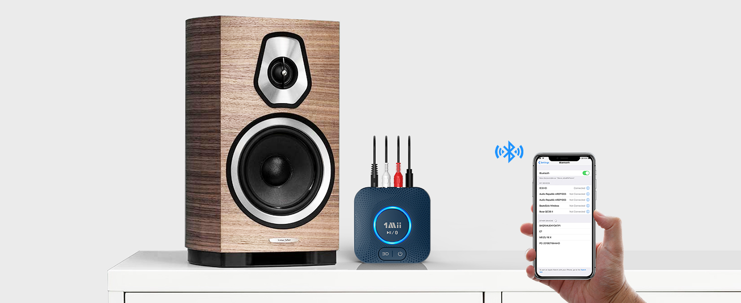 1Mii B06HD Bluetooth 5.1 Аудіоприймач: HiFi, aptX HD, Low Latency, 3.5mm/Cinch, 15 годин роботи