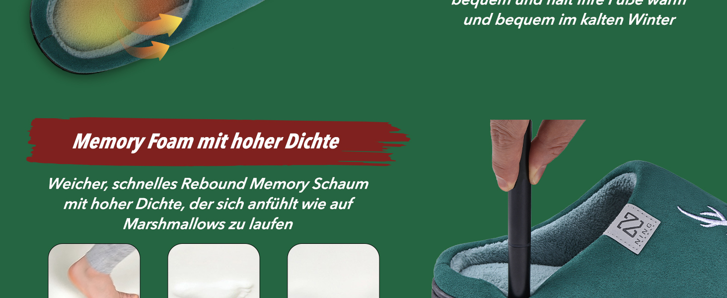 Домашні тапочки WateLves для жінок та чоловіків з піною Memory, бавовна, зелені олені, 38/39 EU