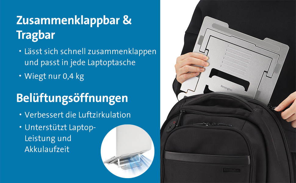 Підставка для ноутбука Kensington EasyRiser Silber: регульована, з вентиляцією, для екранів до 16 дюймів