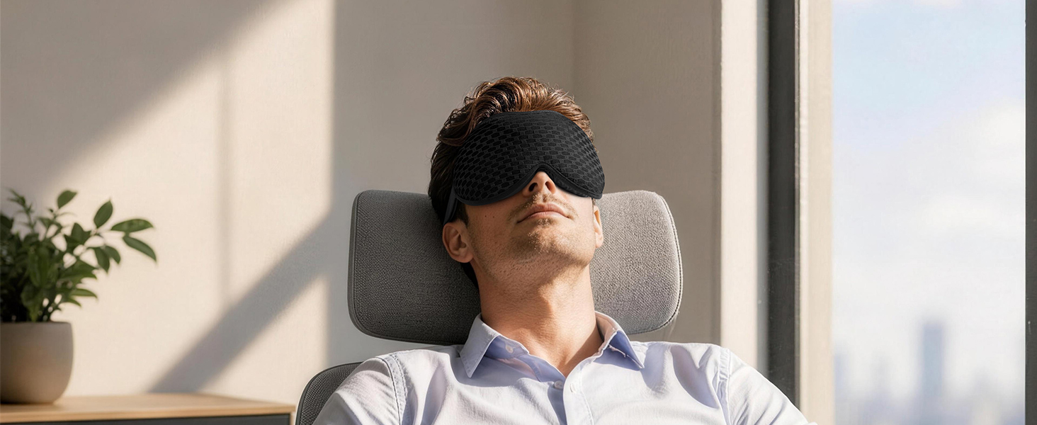 Маска для сну Innelo з утяжелителем, 3D анатомічна, чорна - повна блокада світла, для комфортного сну та подорожей, 130г