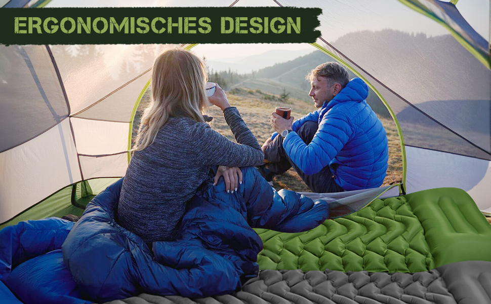 Self-Inflating Camping Mat with Integrated Support Belt - Durable & Moisture-Resistant Travel Pad for Camping, Indoor/Outdoor Use, Hiking (196x130x9cm)