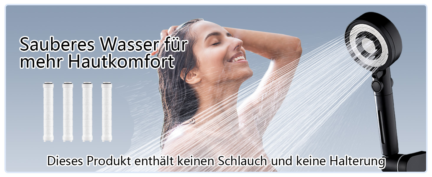 Фільтр для душу Nafall, душова лійка з фільтром, 5 режимів, економна водозбірна лійка для важкої води, видаляє важкі метали, хлор, бактерії, хром, чорний, 4 фільтри