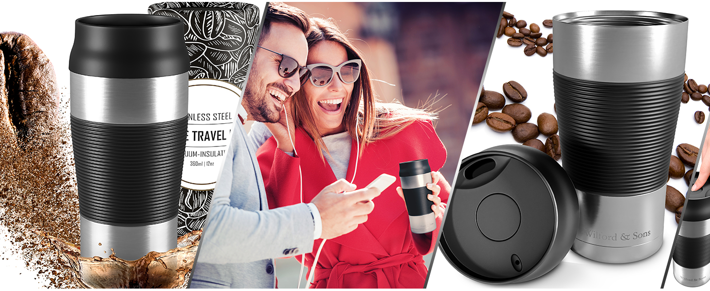 Термокружка для кави To-Go з нержавіючої сталі, 360 мл, рожева | Зберігає тепло 4 години, холод 8 годин | Без BPA, витікання неможливе