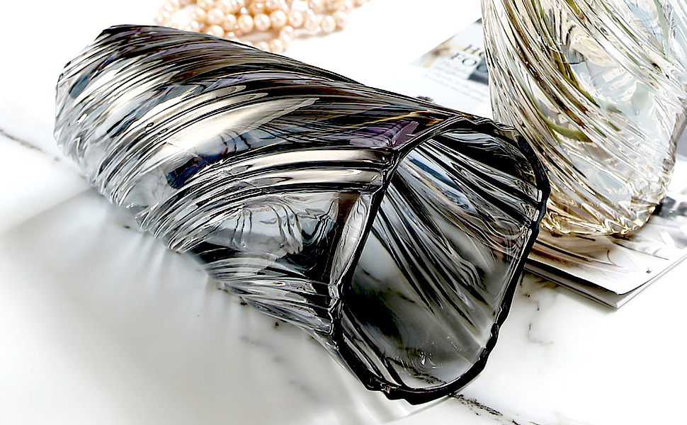 Скляна ваза Glas Blume, 24 см, сучасний мінімалістичний дизайн, ручної роботи. Ідеально для дому, офісу, декору та подарунків (сірий)