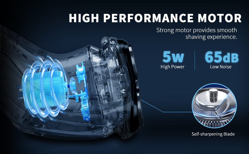 Електричний чоловічий бритва SweetLF з прецизійним тримером та функцією вологого/сухого гоління, IPX7 водонепроникний, з індикатором заряду (блакитний/чорний срібний)