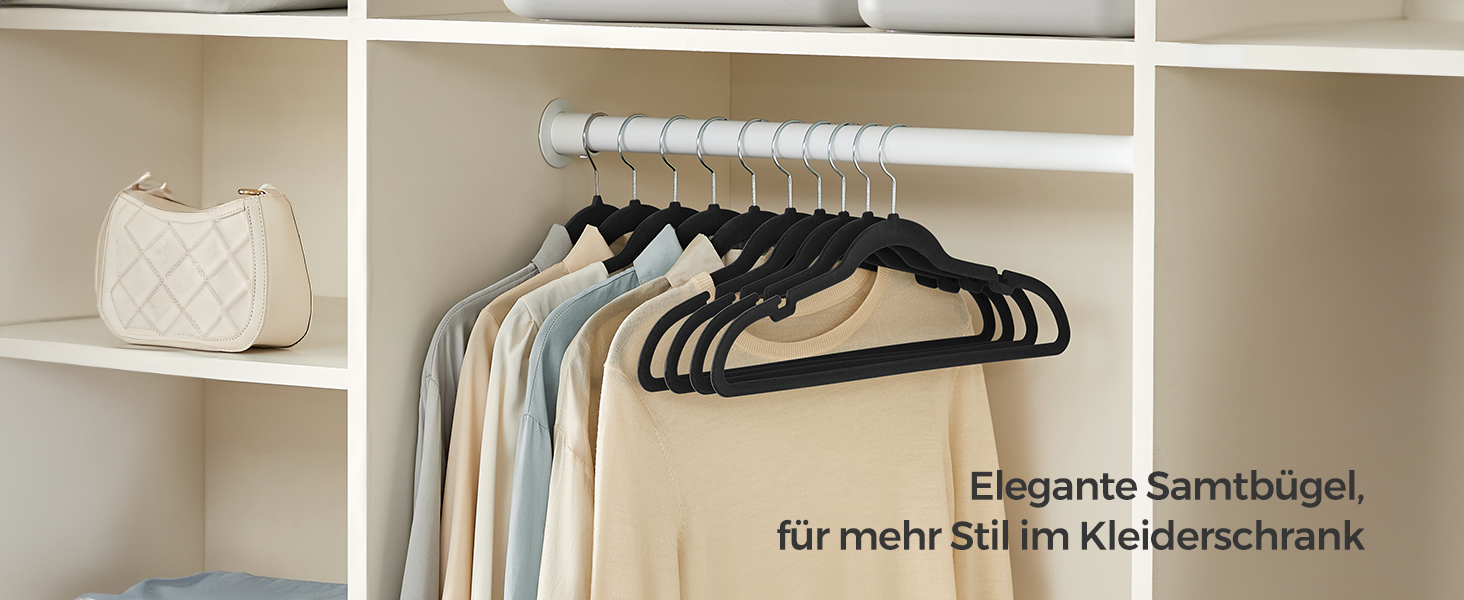Набір вішалок SONGMICS для одягу, 50 шт., з неслизьким покриттям, для штанів та сорочок, 360° обертання, тонкі, 43 см, CRF029Q05