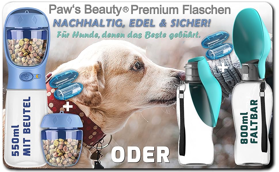 Набір з 2 шт. туристичних пляшок для собак з щіткою | Пляшка для собак 550 мл, витокозахисна, преміум-якість