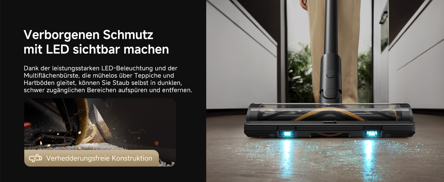 Dreame Z10 - Бездротовий пилосос з потужністю 190AW, LED-дисплеєм та функцією розпізнавання бруду, синій LED, для прибирання дому, шерсті тварин та килимів