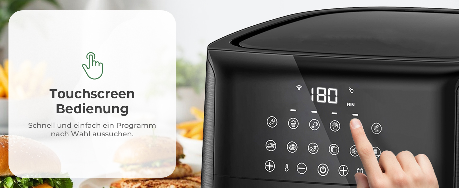 Фритюрниця CoolHome AF23 XXL Deluxe, 6,5 л, з керамічним покриттям, чорна