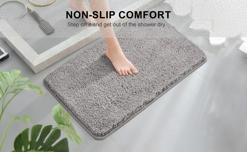 Килимок для ванної кімнати 40x60 см, антиковзаючий, м'який, швидковисихаючий, з високим ворсом, з мікрофібри, для ванни, душу та ванної кімнати (темно-сірий)