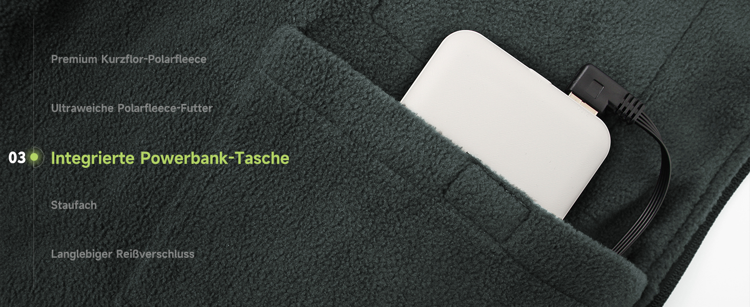 Обогріваючий жилет/куртка з підключенням до Powerbank, Microfleece, 6 зон нагріву, 3 режими температури, для жінок та чоловіків, чорний