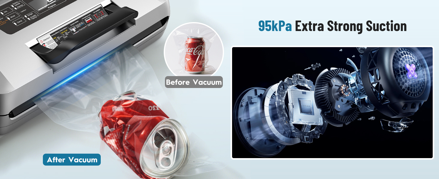 Професійний вакуумний пакувальник DXstring Vakuumiergerät Profi: 12 функцій, 95kPa, подвійний шов, для продуктів харчування