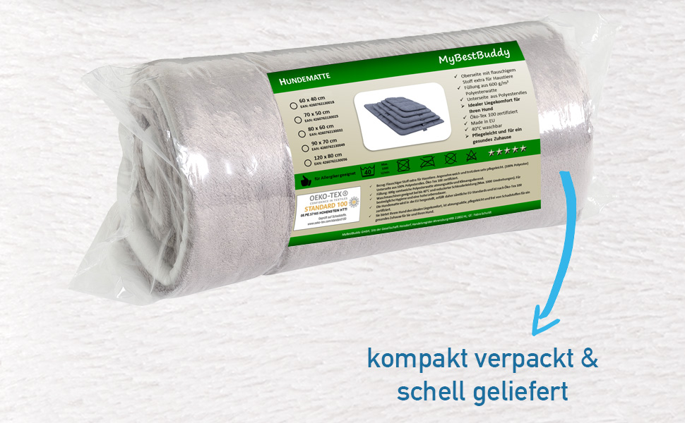 М'який лежак для собак MyBestBuddy Pik сірий S, для алергіків (100% поліестер), неслизький, можна прати при 40°C, з пухнастим чохлом, 60 x 40 см