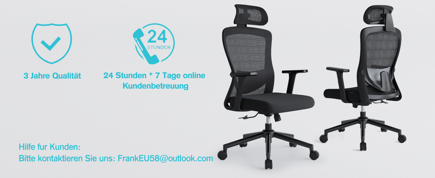 Ергономічне крісло для офісу з регульованою поперековою підтримкою, 2D підголівником та підлокітниками, поворотне, до 150 кг, чорний колір, нейлон