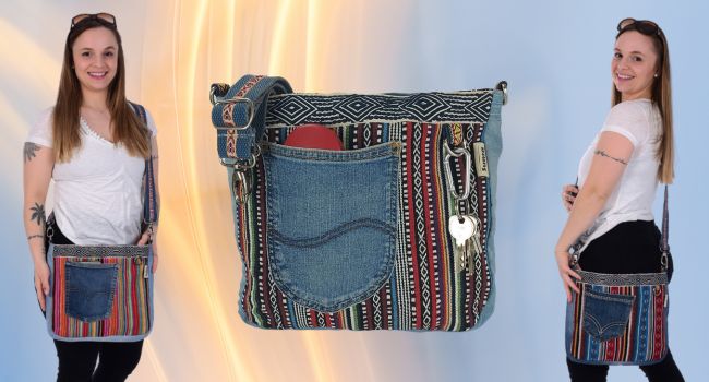 Sunsa Women's Bags Crossbody Bag Handbag Canvas & Jeans. Large Boho Crossbody Bag/Bag Shoulder Bag, Gift Ideas for Women/Girls Sustainable Products