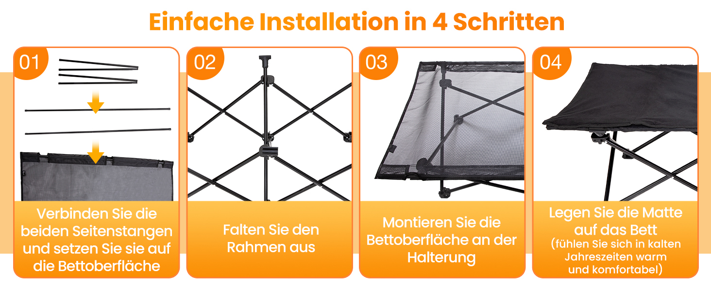 КінгКемп лежанка для собак, піднята лежанка для домашніх тварин, лежанка для собак на відкритому повітрі, чорна, 57 x 57 x 23 см (126 x 66 x 33 см)