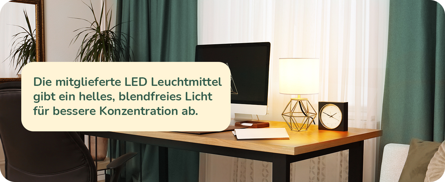EDISHINE Настільна лампа, сучасний індустріальний дизайн, цоколь E14, вінтажний стиль, для спальні/вітальні, білий/золотий лін, золото