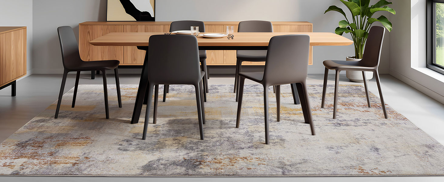 Теплый ковер для гостиной, спальни, столовой, нескользящий, мягкий ковер с коротким ворсом, абстрактный серый стильный ковер для легкой чистки (Абстрактный серый, 160 x 200 см).