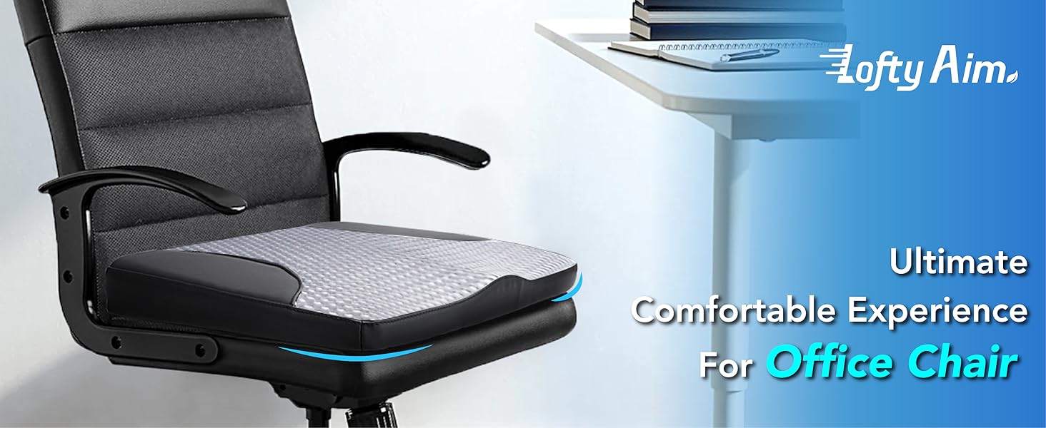 Подушка для сидіння в авто з Memory Foam: Комфорт, підтримка спини, для лікування ішіасу та болю в куприку. Підходить для авто, вантажівки, офісу, інвалідного візка. Шкіра та сітка 4D (Чорний & Сірий)