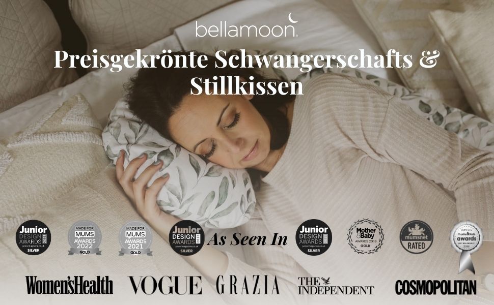 Подушка для вагітних BellaMoon 3-в-1: підтримка всього тіла, C-подібна форма для сну, годування та ліжка для малюка, знімний бавовняний чохол (Waterleaves)