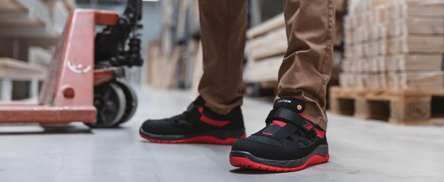 Робочі черевики ELTEN Scott XXT ESD S1PS, текстильні, чорні, для жінок та чоловіків, з пластиковою захисною капами (легші за сталеві), спортивні, 37 EU