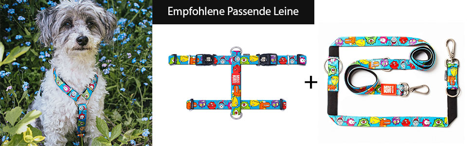 Нашийник для собак Max & Molly H-подібної форми, Ultrabequemes Geschirr Hund, Neopren, середній, Little Monsters/M, з підкладкою, безпечний, ультралегкий, комфортний для вашого вірного друга