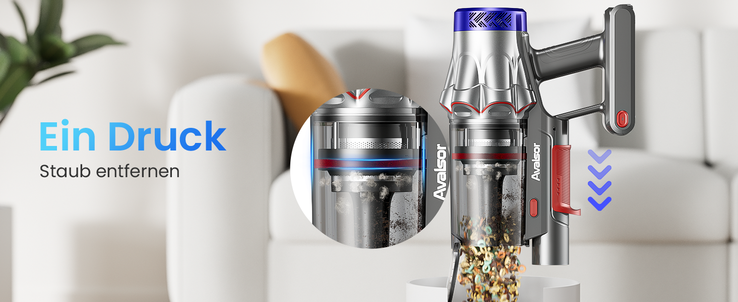 Бездротовий акумуляторний пилосос 48000Pa/580W/65Min, об'єм 1,8L з функцією від'єднання пилу, антизаплутана щітка, 8-ступенева фільтрація. Підходить для килимів, шерсті тварин та твердих поверхонь. Колір: блакитний