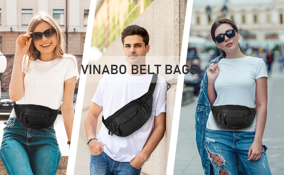 Чоловіча та жіноча поясна сумка Vinabo, чорна, універсальний розмір EU