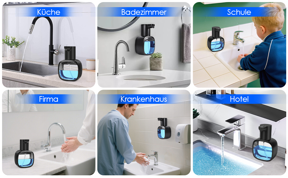 Автоматичний диспенсер для мила, 500 мл, настінний, електричний з датчиком, регульований, чорний для кухні та ванної кімнати