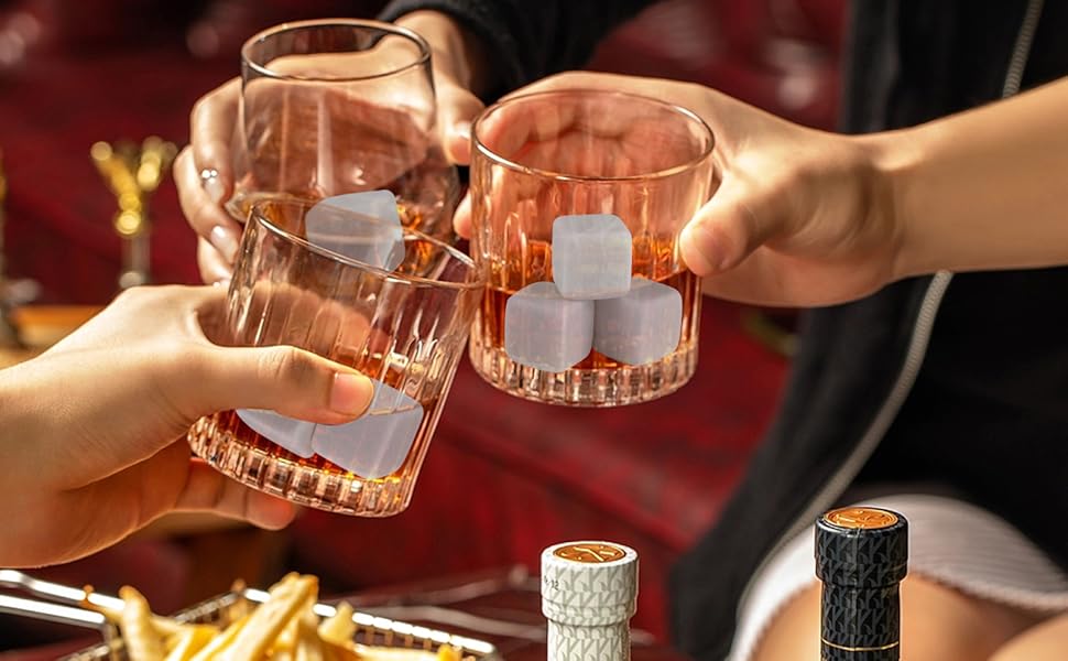 Камені для віскі Whiskey Steine, Набір каміння для охолодження віскі, 9 багаторазових каміння, Подарунковий набір Whiskey Steine