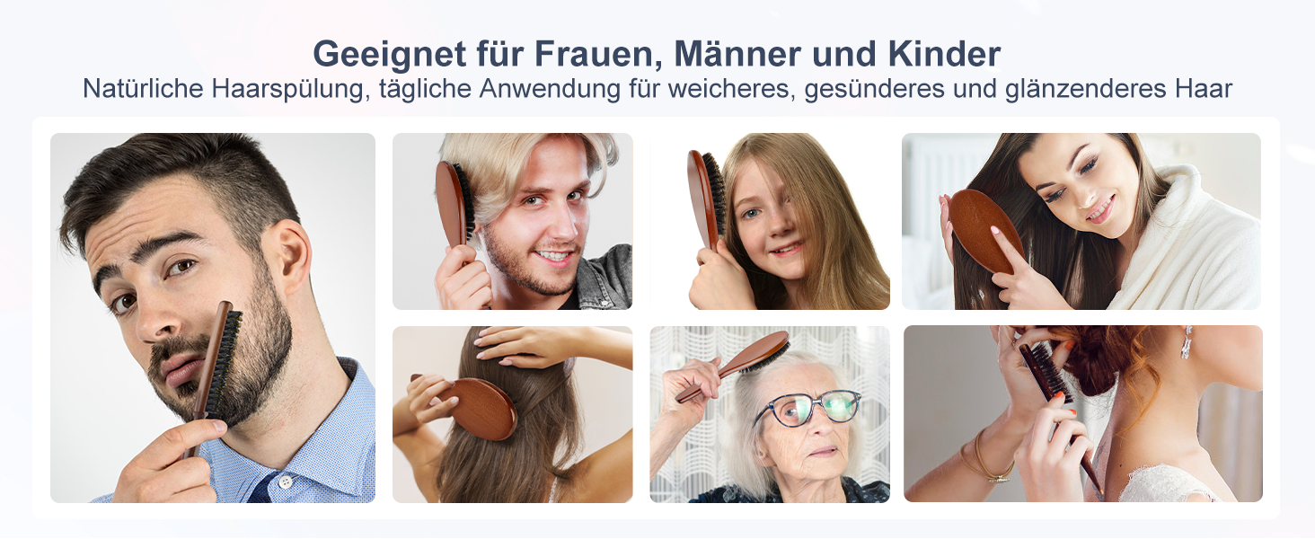 Дерев'яна щітка для волосся AISEELY з щетиною дикого кабана (2 шт.) - зменшує ламкість та пухнастість