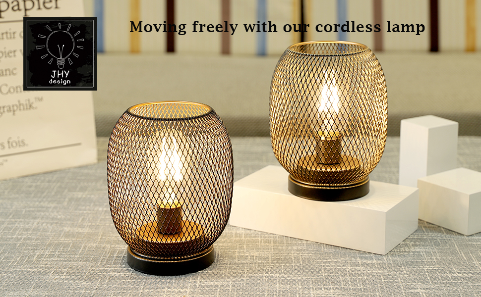 Настільна лампа JHY DESIGN Gold Schwarz: набір з 2 шт. з металу, LED, вінтажний стиль, для спальні, вітальні, весілля, партії, внутрішнє та зовнішнє використання (кругла форма)