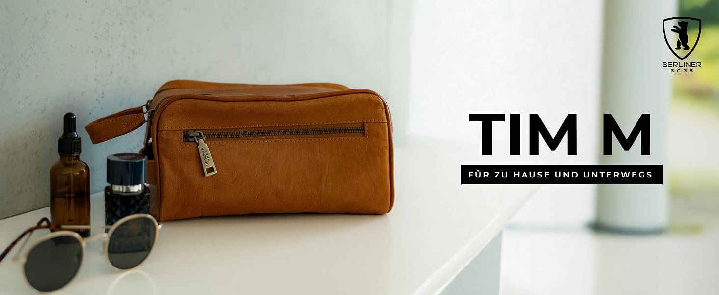 Шкіряна косметичка для подорожей Berliner Bags Vintage Kulturbeutel Tim XL, унісекс несесер для аксесуарів та гігієни, коричневий