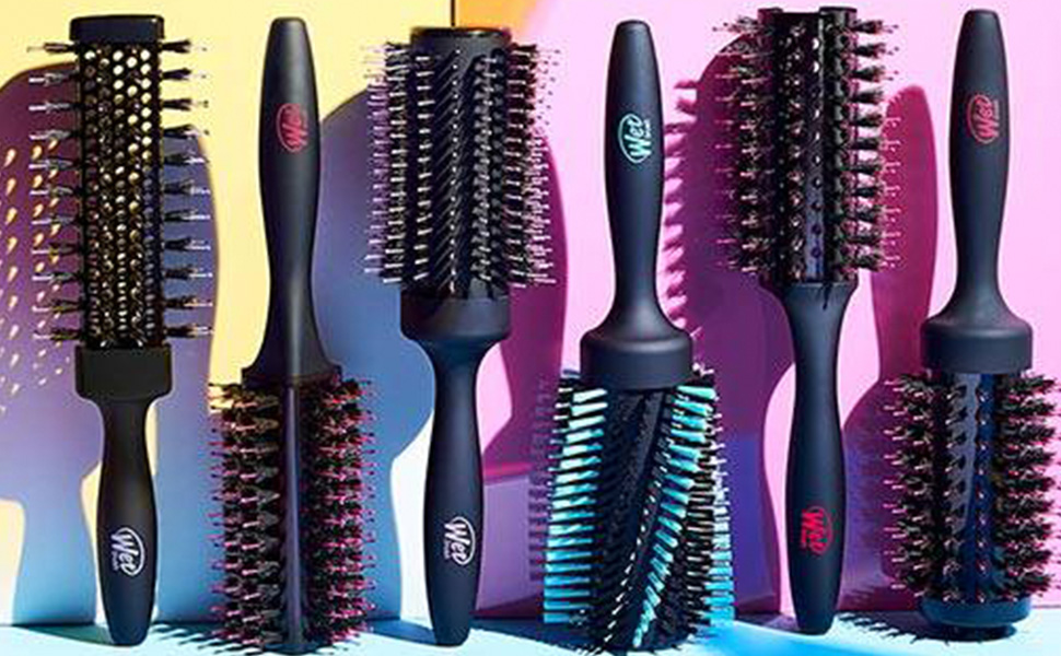 Кругла щітка Wet Brush для випрямлення та укладки волосся, підходить для всіх типів волосся, ідеальне сушіння з меншим пошкодженням, відкритий дизайн для швидкого сушіння, чорна