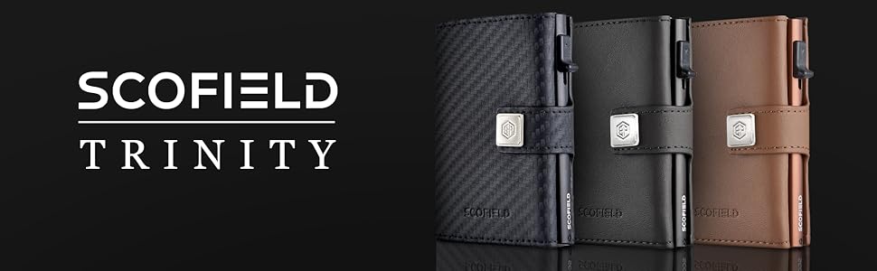 Чоловічий гаманець SF SCOFIELD з відділенням для монет | Тонкий гаманець на 9-11 карток | RFID захист | Чоловіче портмоне | Гаманець з монетницею | Чорний | Slim Wallet