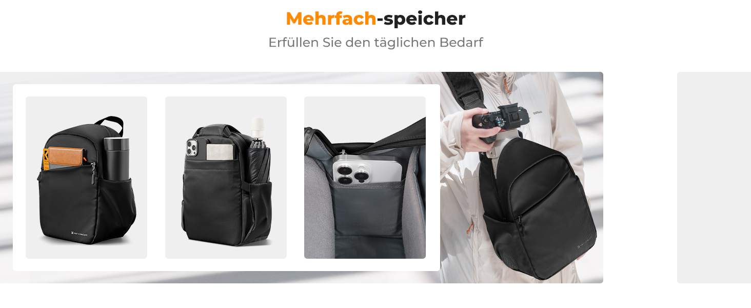 Чорний фоторюкзак K&F Concept для DSLR/SLR камер: компактний, водонепроникний, 5 літрів