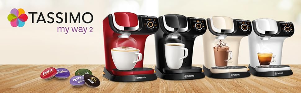 Кавомашина Tassimo My Way 2 TAS6502 з фільтром для води, понад 70 напоїв, персоналізація, великий вибір кави, просте приготування, 1500 Вт (Червона, з фільтром, для одного)