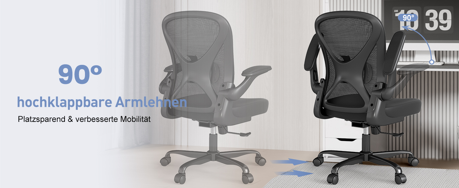 Ергономічне крісло для офісу ZZH, сітка, регульована поперекова підтримка, підйомні підлокітники, дихаюча тканина, обертання на 360°, регулювання висоти, чорний