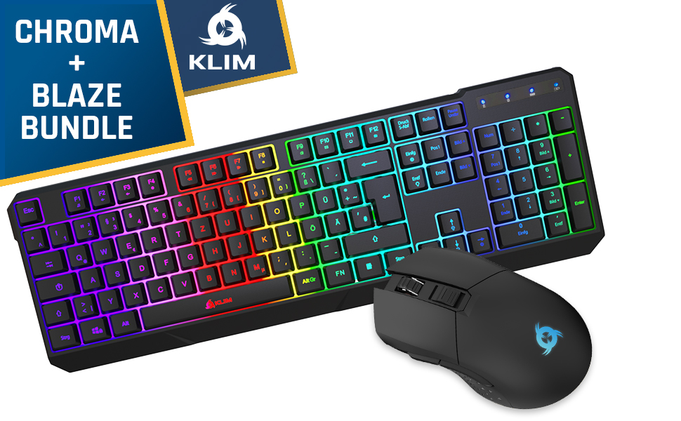 KLIM Chroma Wireless Gaming Tastatur: Бездротова ігрова клавіатура з RGB підсвічуванням, тиха, ергономічна, водонепроникна для PC, Mac, PS4, PS5 (Чорний)