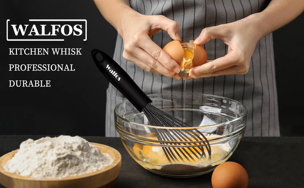 Віночок кухонний Walfos силіконовий (21 см + 23 см + 28 см) чорний - для збивання та перемішування