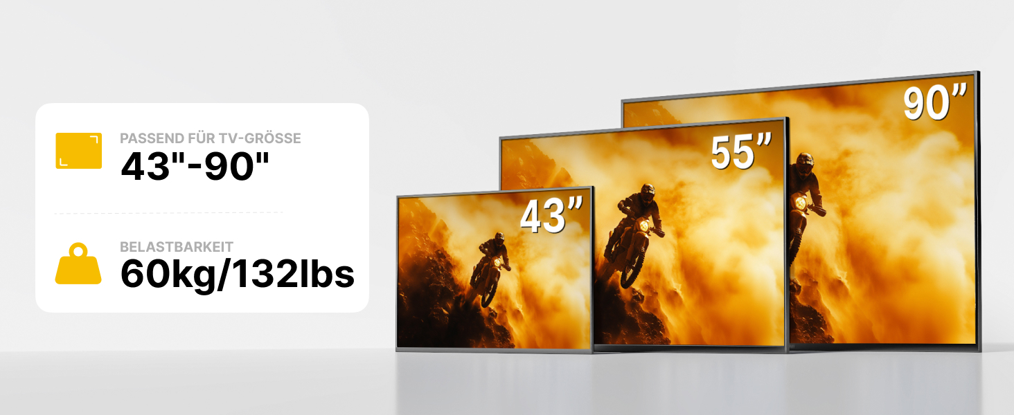 Кріплення для телевізора monTEK 1080mm для 43-90 дюймів (Flat/Curved), до 60 кг, поворотне та нахильне, VESA 800x400 mm