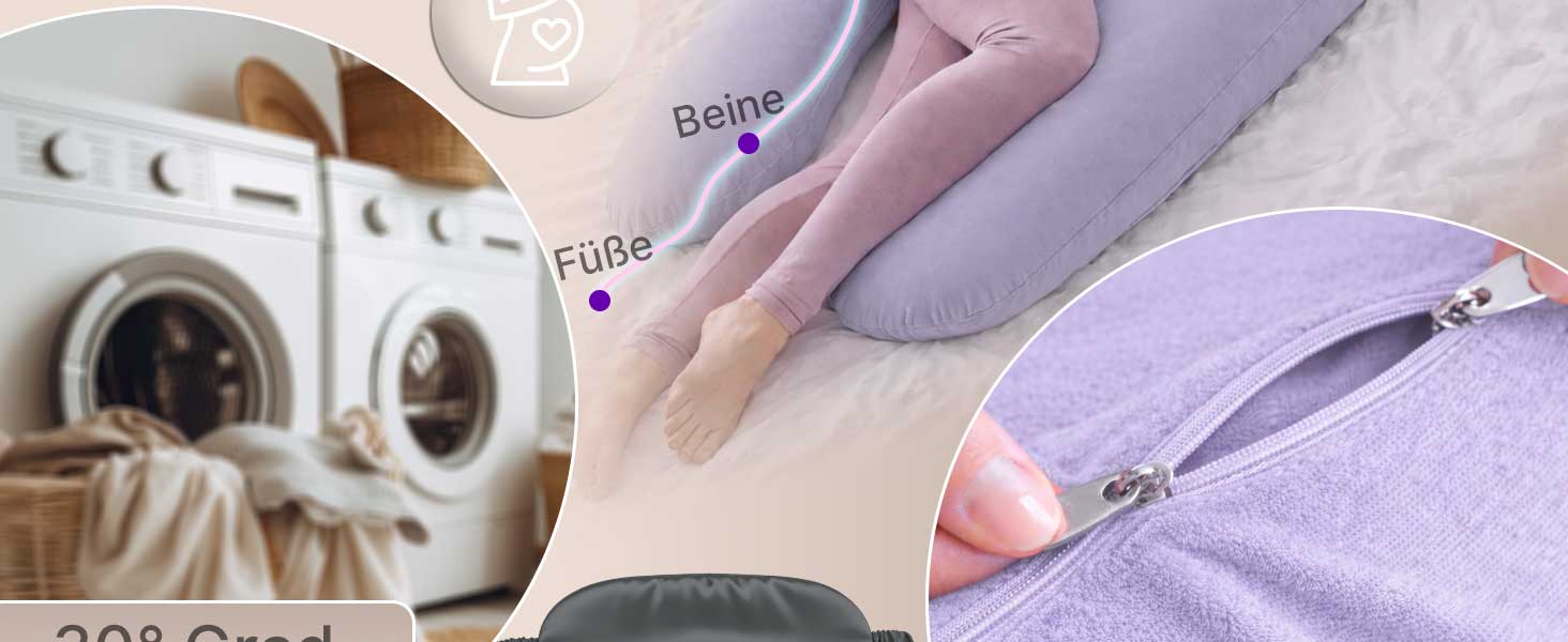 Подушка для вагітних ELONEO NEU для сну на боку, подушка для годування, XXL розмір, фіолетова, знімний чохол, подушка для читання, можна прати