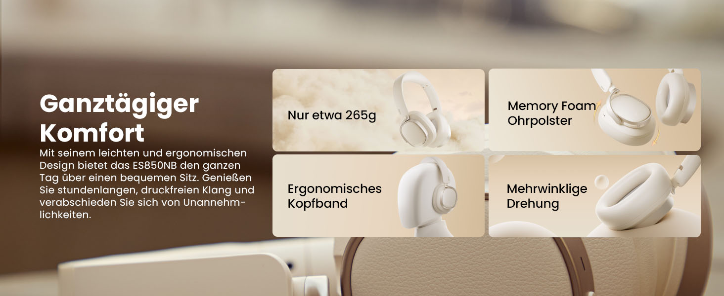 Навушники бездротові Edifier ES850NB з шумозаглушенням, Hi-Res Audio, Bluetooth 5.4, коричневі