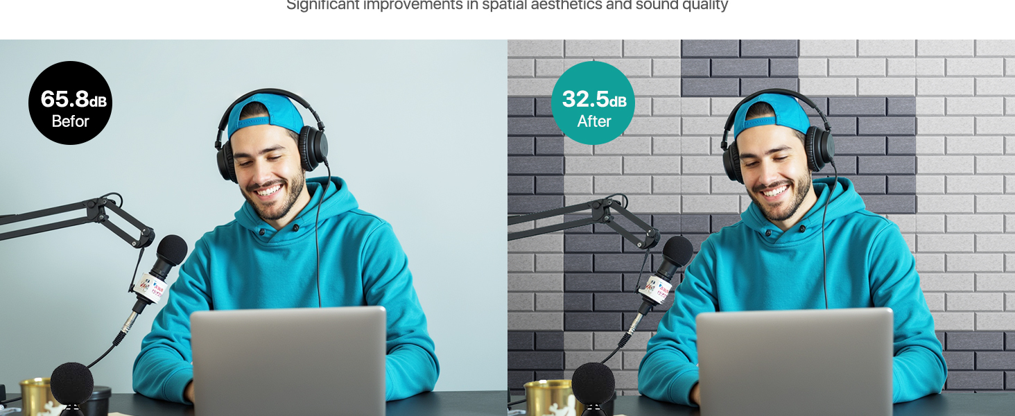 Самоклеючі акустичні панелі для шумоізоляції стін, звукопоглинаючі плити цегляного типу, 30x30x0.9 см, чорні, 12 шт (4 кг)