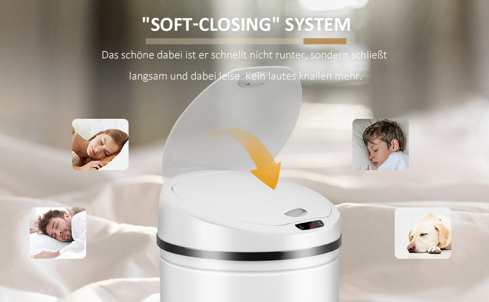 Сміттєве відро Ribelli з датчиком - автоматичне відкривання/закривання, Klemmring для пакетів, знімний кришка, LED-індикатор (30 л, білий/оптимальний для саду)