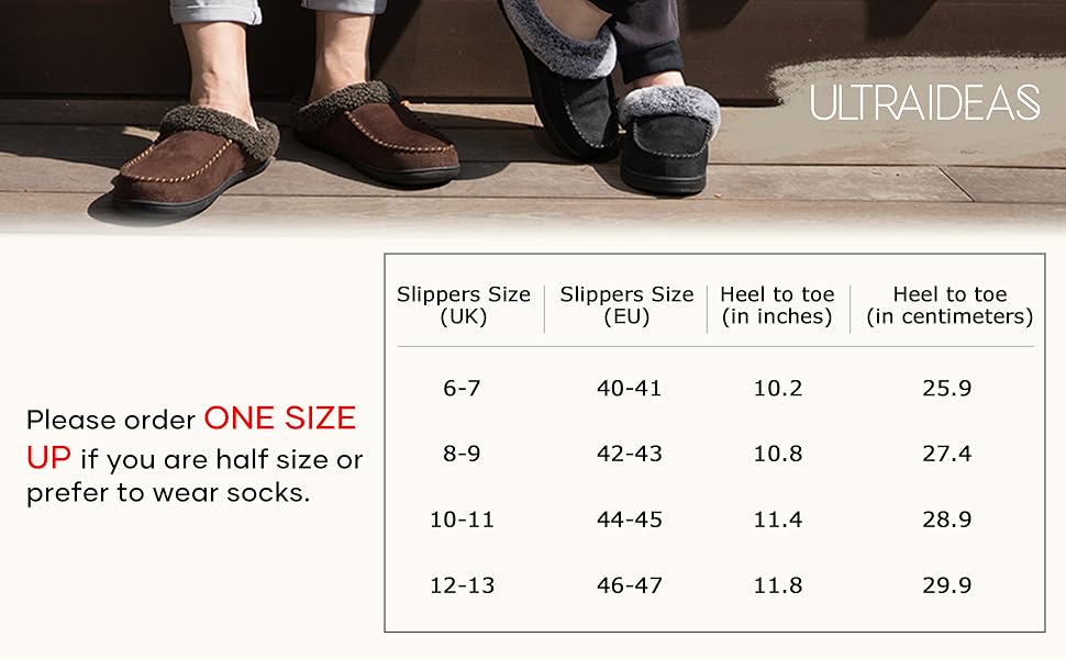 Чоловічі тапочки-сліпони ULTRAIDEAS з меморі-піною та м'якою підкладкою, замшеві домашні тапочки-мулі з антиковзкою підошвою, Кофе, 10/11 UK