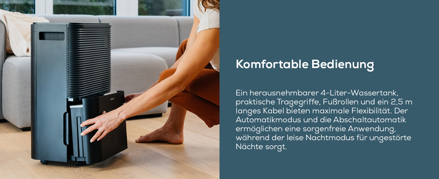 Beurer LE 150: Електричний осушувач повітря - 12 л/24 год, для дому та сушіння білизни, тихий, проти цвілі та запахів, резервуар 2 л, до 30 м²