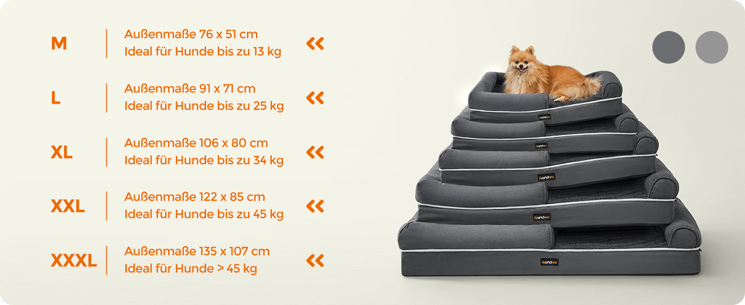 Feandrea Orthopedic Dog Bed, Dog Cushion, Dog Basket, Soft Padding, Dog Sofa, Raised Edges, Removable and Washable Cover, 91 x 71 x 20 cm, Non-Slip Bottom, PGW076G01 (L 76 x W 51 x H 18 cm, Dark Grey)