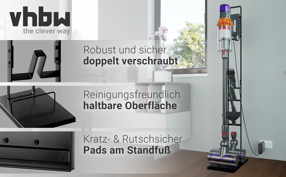 Підставка vhbw для пилососів Dyson V7, V8, V10, V11, V12 Slim, V15 Detect, V15s Submarine - аксесуар для зберігання та зарядки